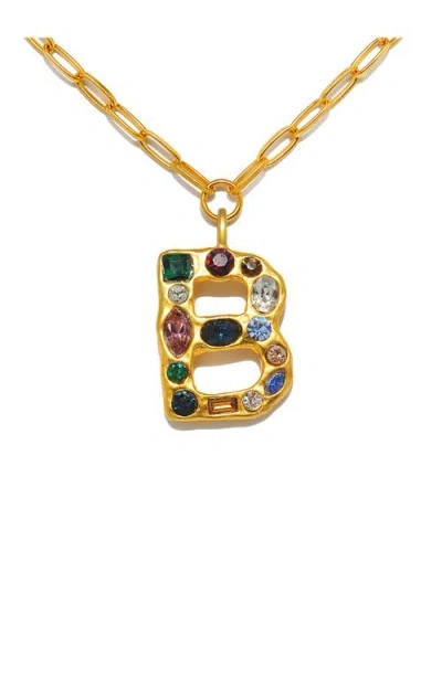 Sequin Emilie Crystal Initial Pendant Necklace In Gold