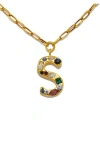 Sequin Emilie Crystal Initial Pendant Necklace In Gold