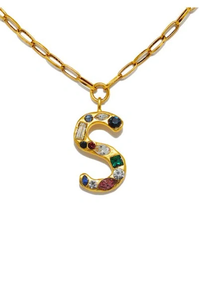 Sequin Emilie Crystal Initial Pendant Necklace In Gold