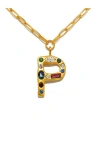 Sequin Emilie Crystal Initial Pendant Necklace In Gold