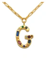 Sequin Emilie Crystal Initial Pendant Necklace In Gold