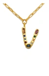 Sequin Emilie Crystal Initial Pendant Necklace In Gold