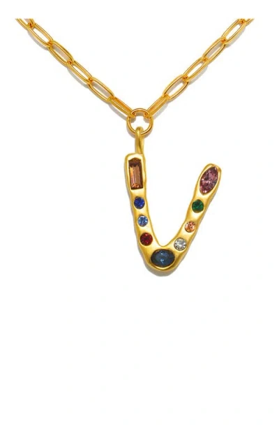 Sequin Emilie Crystal Initial Pendant Necklace In Gold