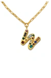 Sequin Emilie Crystal Initial Pendant Necklace In Gold