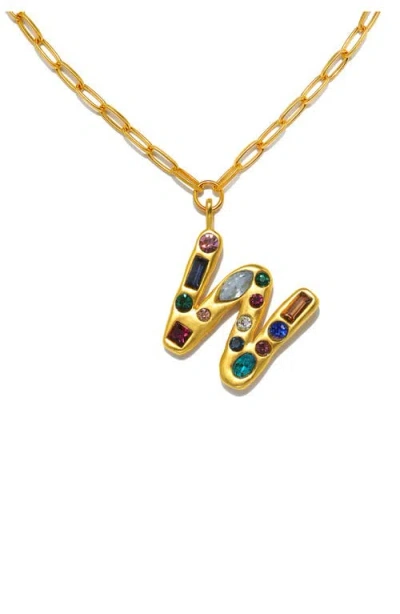 Sequin Emilie Crystal Initial Pendant Necklace In Gold