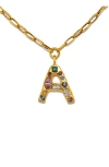 Sequin Emilie Crystal Initial Pendant Necklace In Gold