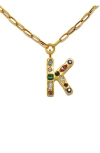 Sequin Emilie Crystal Initial Pendant Necklace In Gold