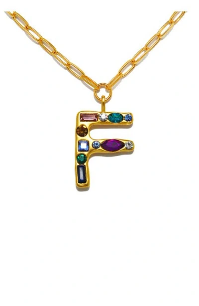 Sequin Emilie Crystal Initial Pendant Necklace In Gold