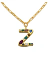 Sequin Emilie Crystal Initial Pendant Necklace In Gold