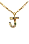 Sequin Emilie Crystal Initial Pendant Necklace In Gold