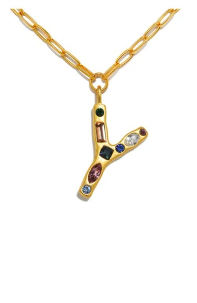 Sequin Emilie Crystal Initial Pendant Necklace In Gold