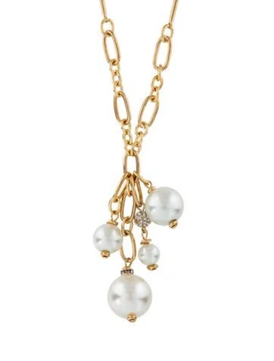 Pre-owned Sequin Faux Pearl & Crystal Long Necklace, 33.25" In Multicolor