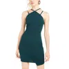 Sequin Hearts Juniors Womens Crepe Short Mini Dress In Green