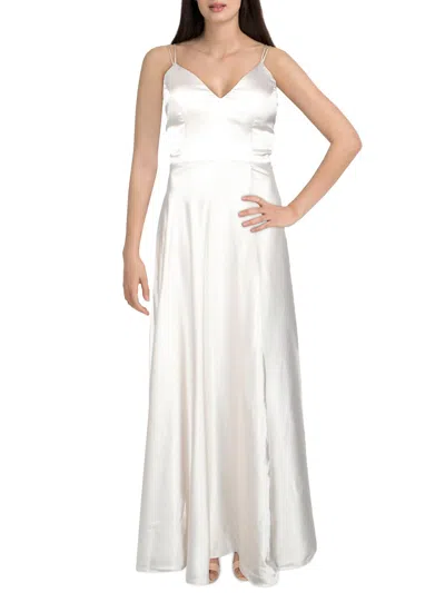 Sequin Hearts Juniors Womens Satin Prom Evening Dress In White