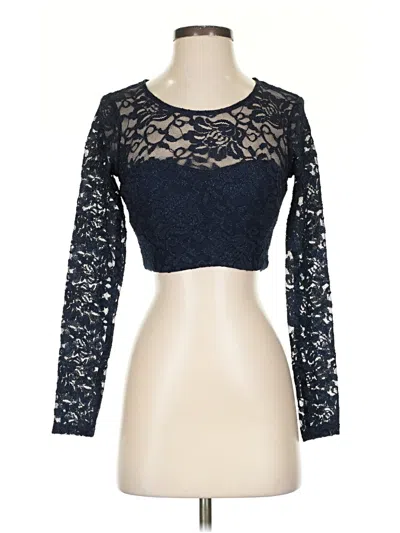 Pre-owned Sequin Hearts Long Sleeve Top Blue Boatneck Tops