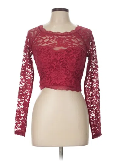 Pre-owned Sequin Hearts Long Sleeve Top Burgundy Sweetheart Neckline Tops