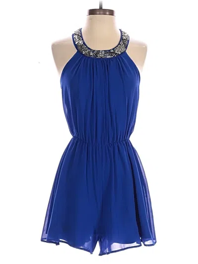 Pre-owned Sequin Hearts Romper In Blue