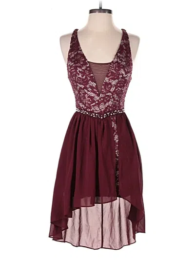 Pre-owned Sequin Hearts Romper In Burgundy