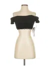 Sequin Hearts Short Sleeve Top Black Strapless Neckline Tops In Black