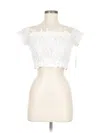 Sequin Hearts Short Sleeve Top White Strapless Neckline Tops In White