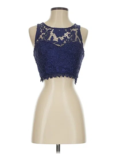 Pre-owned Sequin Hearts Tank Top Blue Crew Neck Tops