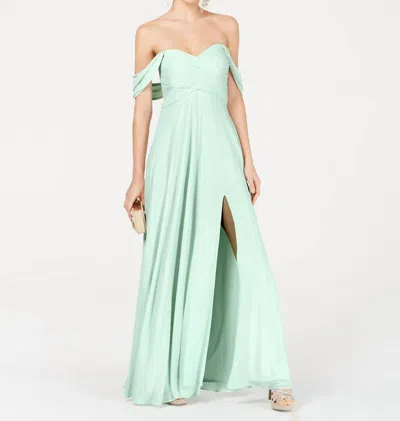 Sequin Hearts Women's Split Hem Polyester Evening Dress In Sage In Blue
