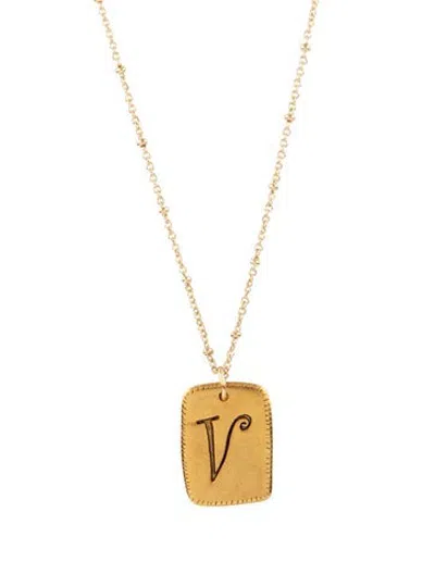 Pre-owned Sequin Initial "v" Chain Pendant Necklace, 34.75" In Multicolor