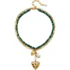 Sequin Lucie Charm Necklace In Green