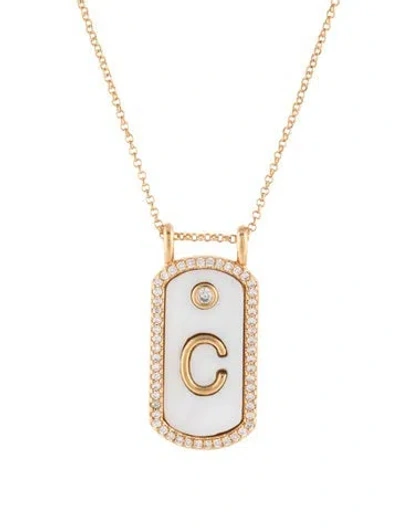 Pre-owned Sequin Mother Of Pearl & Crystal Pendant Necklace, 18.5" In Multicolor