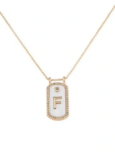 Pre-owned Sequin Mother Of Pearl & Crystal Pendant Necklace, 19" In Multicolor