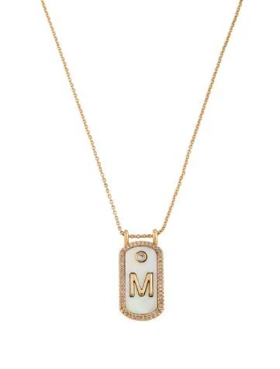 Pre-owned Sequin Mother Of Pearl Skye Initial Necklace, 19.25" In Multicolor