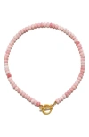 Sequin Opal Candy Beaded Choker Necklace In Pink