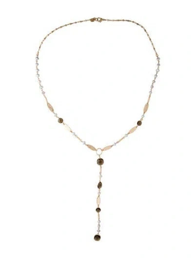 Pre-owned Sequin Pearl & Crystal Lavalier Necklace, 31" In Green