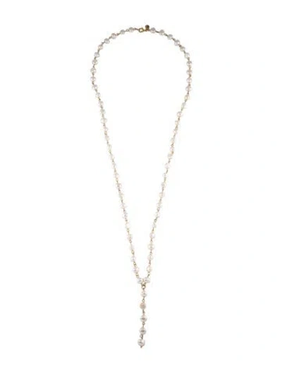 Pre-owned Sequin Pearl Bead Strand Necklace, 33.5" In Multicolor