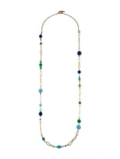 Pre-owned Sequin Pearl, Crystal & Bead Long Necklace, 41.5" In Multicolor