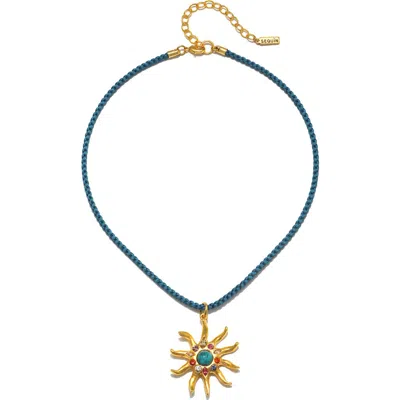 Sequin Sol Cord Pendant Necklace In Blue
