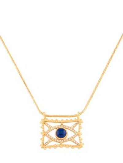 Pre-owned Sequin Stone & Crystal Pendant Necklace, 19" In Multicolor