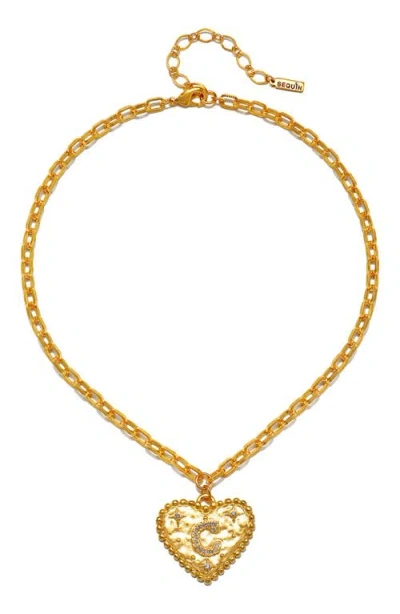 Sequin The Celeste Initial Pendant Necklace In Gold