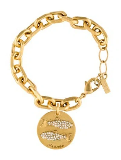 Pre-owned Sequin Zodiac Charm Bracelet, 8" In Multicolor