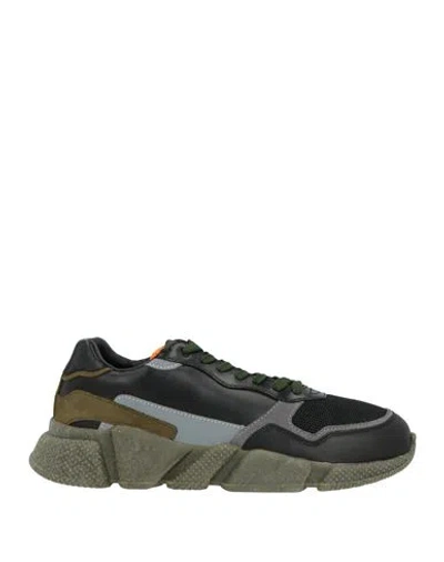 Serafini Man Sneakers Black Size 9 Leather, Textile Fibers