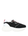 Serafini Woman Sneakers Black Size 7 Textile Fibers, Leather In Black