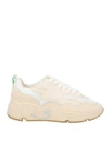 Serafini Woman Sneakers Cream Size 8 Textile Fibers, Leather In White