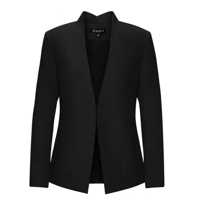 Seragyi Women's Black Nicole Seasonless Extra Fine Merino Wool Crossover Collar Blazer