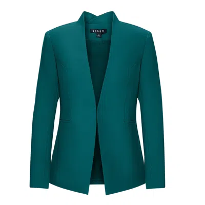 Seragyi Women's Evergreen Nicole Seasonless Extra Fine Merino Wool Crossover Collar Blazer In Green