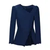 Seragyi Women's Navy Blue Liz Seasonless Extra Fine Merino Wool Peplum Jacket In Blue