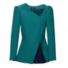Seragyi Women's Navy/green Liz Seasonless Extra Fine Merino Wool Peplum Jacket In Green