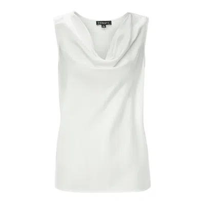 Seragyi Women's White Ivory Erin Cupro/cotton Cowl Neck Sleeveless Top
