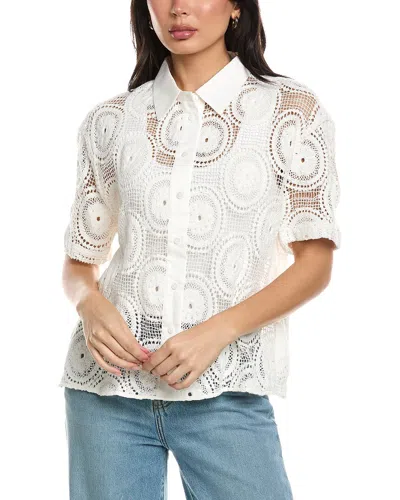 Seraphina Crochet Collard Top In Neutral