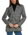 Seraphina Double-breasted Wool-blend Jacket In Black