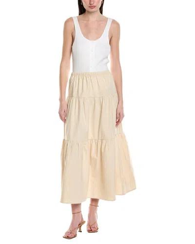 Seraphina Linen-blend Midi Skirt In Brown